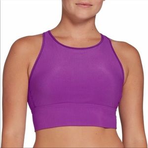 Medium Ribbed high neck cross strap sports bra top by Calia Carrie Underwood
